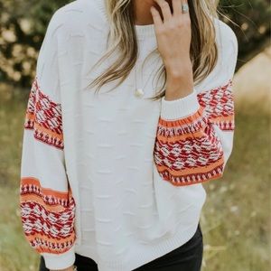 Roolee Textured Sweater w Balloon Sleeves